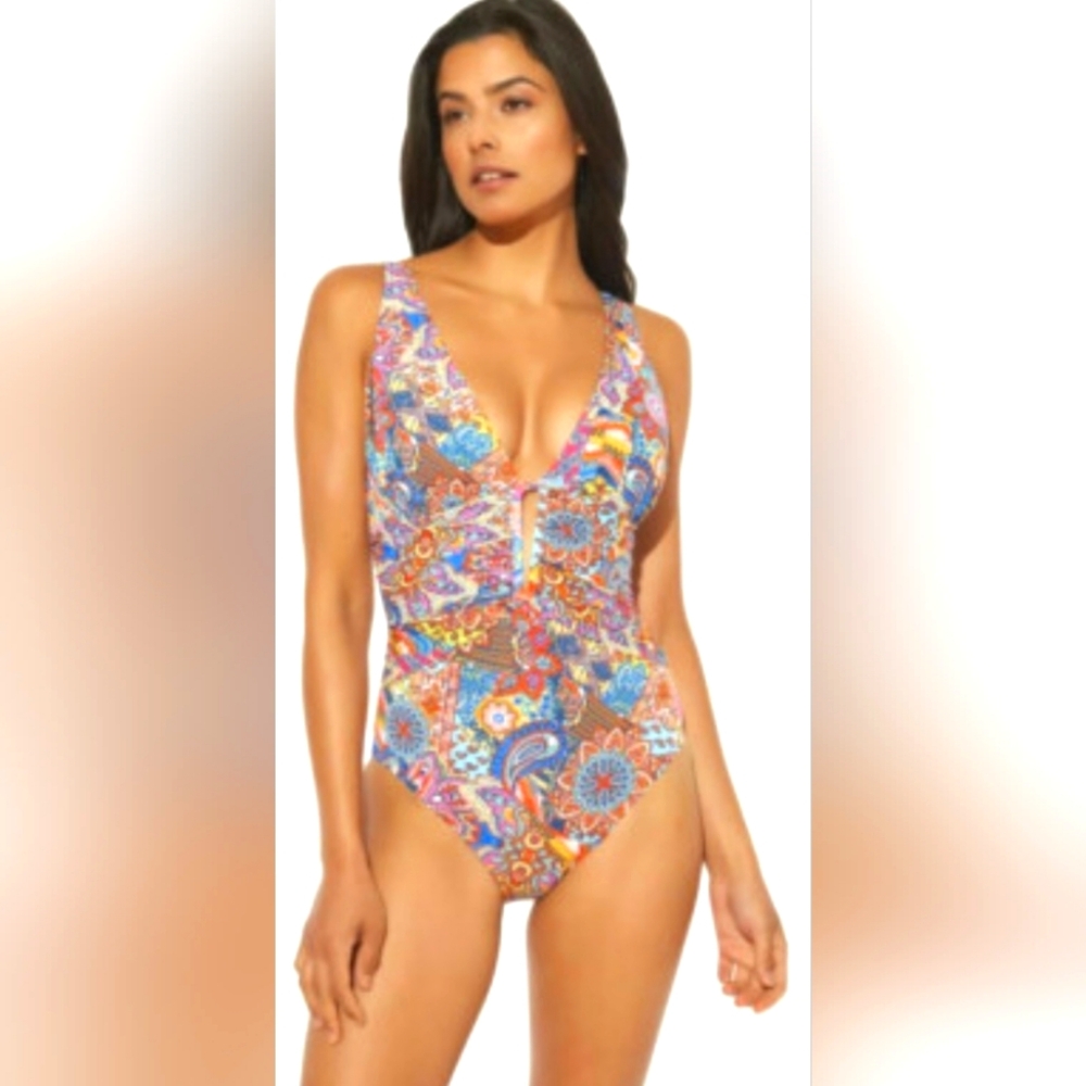 Nwt BLEU ROD BEATTIE GROOVY BABY KEYHOLE ONE PIECE SWIMSUIT 12 - Picture 5 of 6